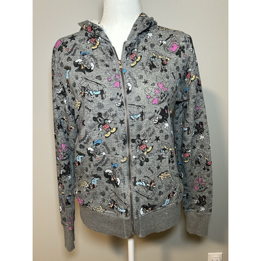 DISNEY Full Zip Hoodie Jacket Disney Parks Mickey Minnie Goofy Pluto Medium